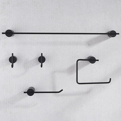 RANDOM Matte Black Bathroom Hardware Set 5 Pieces Include 24 inch Towel Bar Towel Ring Toilet Paper Holder Towel Hook for Bathroom,SUS304 Stainless Steel.RD96068S-5MB-2