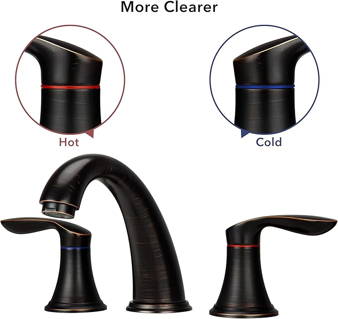 Bathroom Sink Faucet, Faucet for Bathroom Sink, Widespread ORB Bathroom Faucet 3 Hole with Stainless Steel Pop Up Drain and cUPC Lead-Free Hose-(Oil Rubbed Bronze 2 Packs)