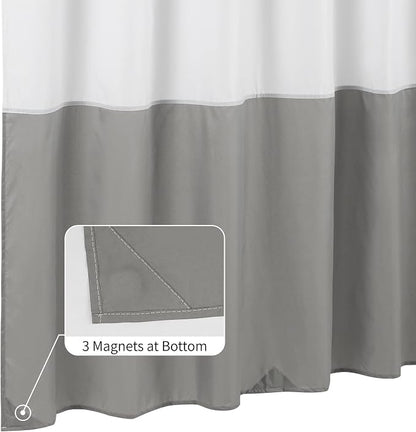 ALYVIA SPRING Waterproof Fabric Shower Curtain or Liner White/Grey, 72x72 | 3 Magnets, Soft Cloth & Hotel Quality, Machine Washable, Light-Weight, Standard Size