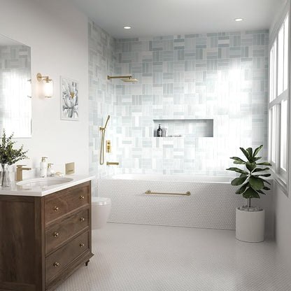 Lava Odoro Modern 3-Setting Square Shower and Tub Faucet Set with Shower Head and Handheld Sprayer Gold, Rainfall Shower System with Tub Spout, Shower Valve Trim Kit, Champagne Gold, SF103-CB-T