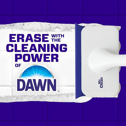 Mr. Clean Magic Eraser Shower & Tub Scrubber, Bathroom Cleaner, All in One Bathroom Cleaner, Lemon Starter Kit, 1 Scrubber & 2 Foaming Magic Erasers