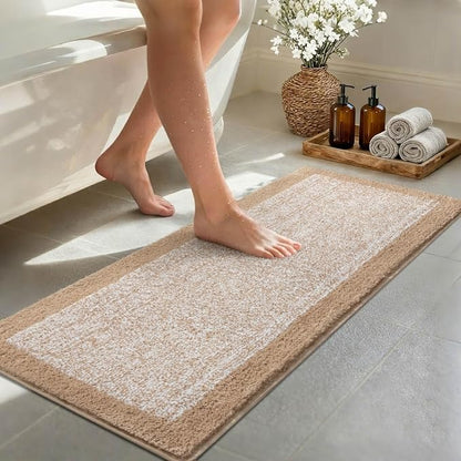 Bathroom Rugs 48x17 Non Slip Washable, Beige Bath Mat for Bathroom Floor Tub, Soft Absorbent Quick Dry Mats for Shower, Bathtub,Home Decor