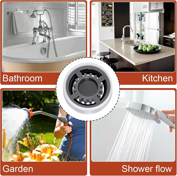 8Pcs Shower Flow Restrictor, Grey Water Flow Reducer Control Value | 3.0 GPM Shower Head Water Saver, Plastic, 0.56×0.54×0.21 in, Universal Size, 14mm Connector