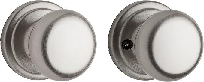 Kwikset Hancock Interior Passage Door Knob, Handle For Closet and Hallway Doors, Non-Locking Doorknob in Satin Nickel, with Microban Protection