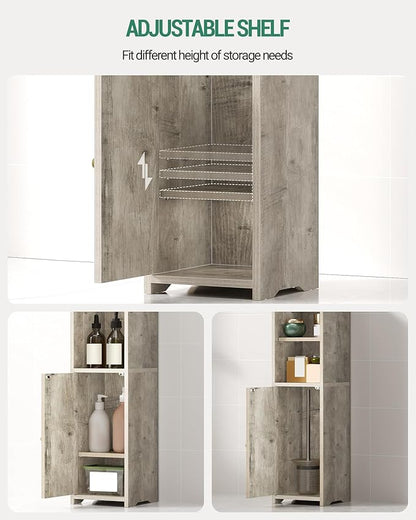 Bathroom Storage Cabinet, Corner Floor Cabinet with Doors and Adjustable Shelf, Narrow Toilet Paper Cabinets, Bathroom Organizer for Small Spaces, Greige BC19705X