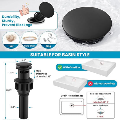 gotonovo Bathroom Faucet 3 Hole 8 Inch Widespread Bathroom Sink Faucet 2 Cross Handles Vintage Lavatory Vanity Mixer Tap with Pop Up Drain, Round Font Label, Matte Black