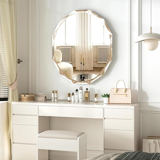 24x30 Inch Bathroom Mirrors for Over Sink, Round Frameless Mirrors for Wall | Beveled Bathroom Mirror, Bathroom Vanity Circle Mirror for Bedroom Living Room Entryway Home Decor