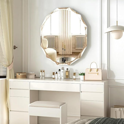 24x30 Inch Bathroom Mirrors for Over Sink, Round Frameless Mirrors for Wall | Beveled Bathroom Mirror, Bathroom Vanity Circle Mirror for Bedroom Living Room Entryway Home Decor