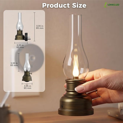 L LOHAS LED Flameless Candles Night Light, Rechargeable Plug in Night Light | LED Kerosene Lamp Night Lights Plug into Wall, Dimmable Flickering Flame Vintage Oil Lamp, Dusk to Dawn sensor Nightlight