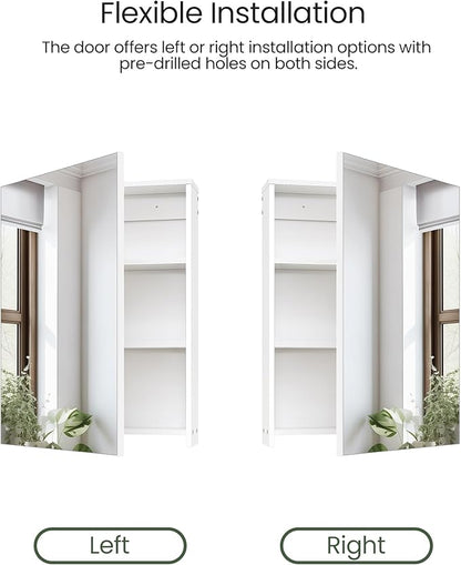 Wall-Mounted Bathroom Vanity with Mirror, Medicine Cabinet with Storage Function, Hanging Storage Cabinet, Adjustable Shelves, White