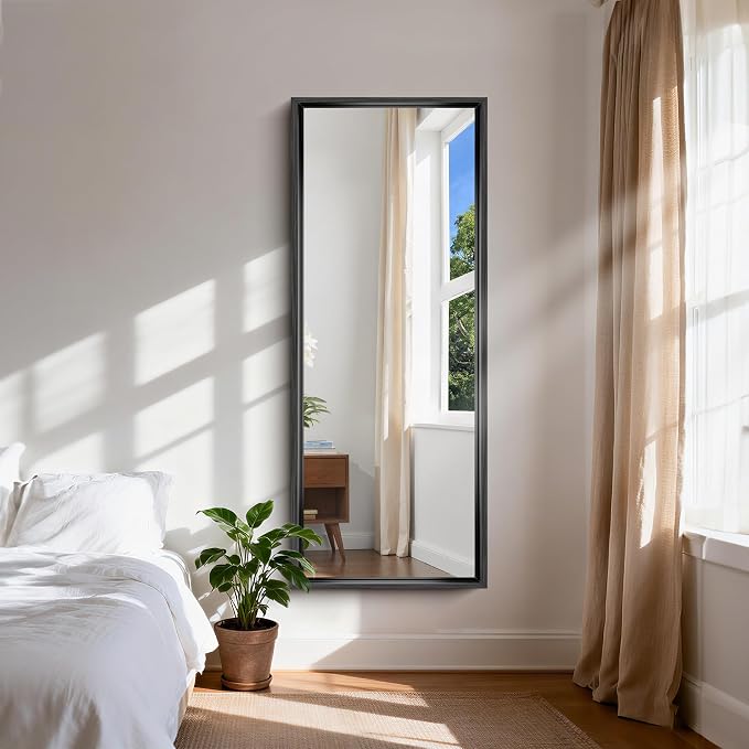 CIRCUMI 72"x30" Brushed Black Bathroom Mirror, Double Sink Vanity Mirror | Chunky Box Metal Frame, Shatterproof, Tempered Glass, Bathroom Remodel&New Home, Large Rectangular Mirror for Living Room
