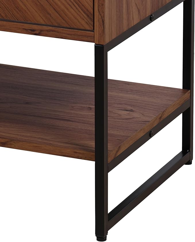 JONATHAN Y VAN1012B Juhl 20 in. W x 18 in. D x 33 in. H Chevron-Front Modern Minimalist 2-Shelf Bathroom Vanity Cabinet Only with Soft Closing Doors (Sink Basin Not Included), Walnut