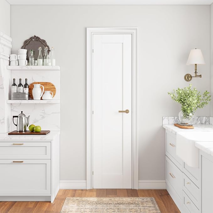 SMARTSTANDARD 20" x 80" Slab Door, Solid Core Interior Door, Pre-Assembled | 1-Panel without Hardware Kit, White Primed Shaker for Pantry, Bathroom, Laundry, Paintable Surface