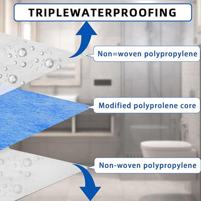 Shower Waterproofing Membrane Roll, 3.3x98.5 FT, 323 Sq Ft, 23.6 Mil | Blue HDPE membrane for tile shower walls, floors, bathrooms and saunas; bonds with thin-set mortar for reliable installation
