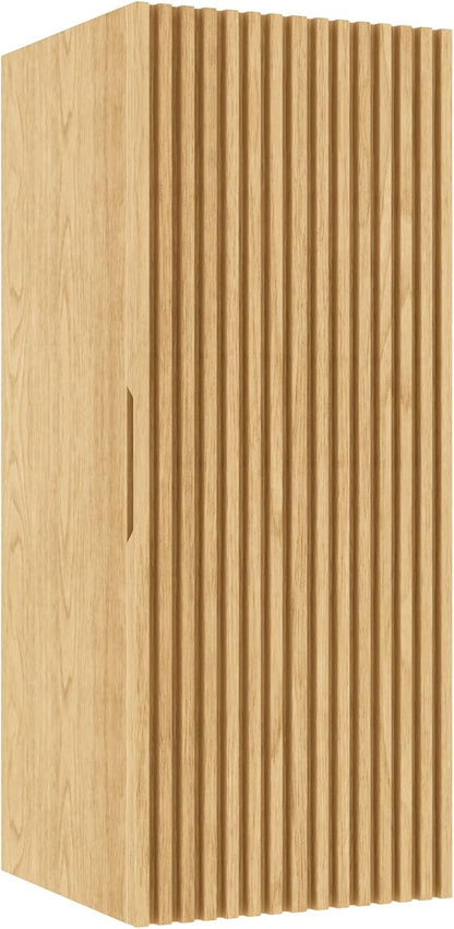 12" Wall-Mounted Floating Striped Bathroom Vanity Side Cabinet with a Door and a Shelf, (Suitable for Sedona Bathroom Vanity), Light Oak