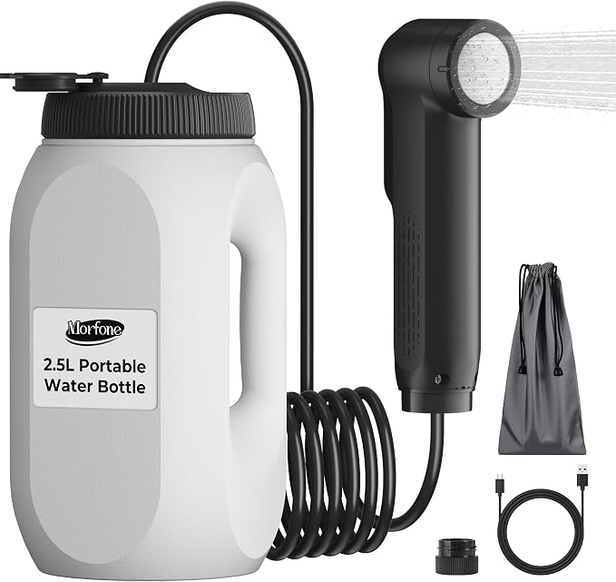 Portable Bidet for Travel Electric Handheld Sprayer 2.5L Large Tank | Dual Spray Modes One-Twist Adjust, 1600mAh Battery, LED Display USB-C Rechargeable, IPX6 Waterproof, for Women Men