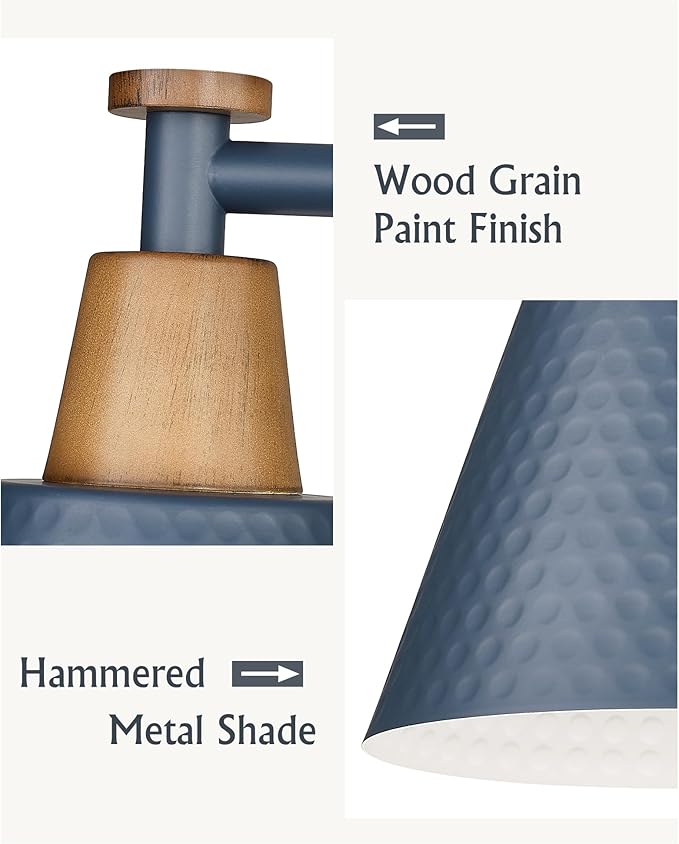 FEMILA Bathroom Vanity Light, 3-Light Modern Bathroom Light Fixture with Hammered Metal Shade Finish, Dark Blue Wall Sconce Lamp Lighting for Bedroom, 4FG59B-3W Blue