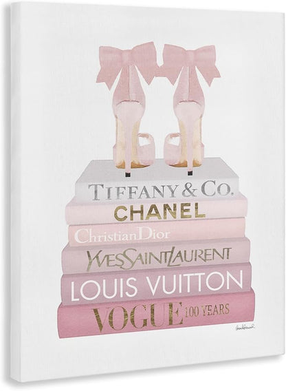 Chic Shoes Glam Bookstack Fashion, 36 x 48 Inch Canvas Wall Art | Stupell Industries · By Amanda Greenwood · Ready to hang · Chic gift for fashion lovers · Made in USA