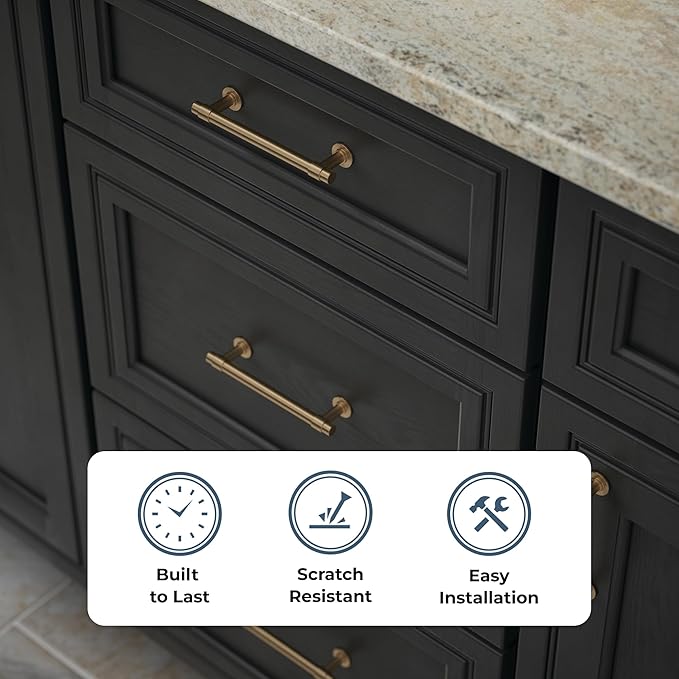Franklin Brass (10-Pack) – Champagne Bronze Cabinet Handles, 5-1/16 Inch Hole Center, Casual Pulls for Drawers, Kitchen Cabinet Door, Dressers | Francisco