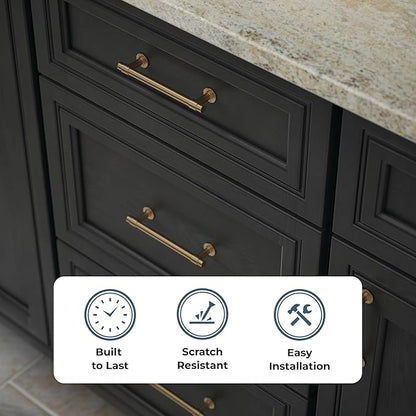 Franklin Brass (10-Pack) – Champagne Bronze Cabinet Handles, 5-1/16 Inch Hole Center, Casual Pulls for Drawers, Kitchen Cabinet Door, Dressers | Francisco