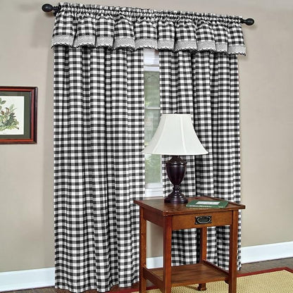Sweet Home Collection Kitchen Window Curtain Panel Treatment, 63", Black/White
