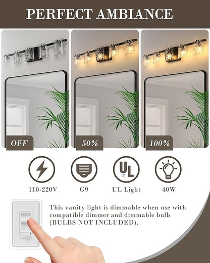 5-Light Bathroom Vanity Light, 31" Matte Black Bathroom Light Fixture Over Mirror with Clear Glass, Modern Bath Wall Sconce Lighting, View Bundled for Installation Tools, OS-MM5002-5BK