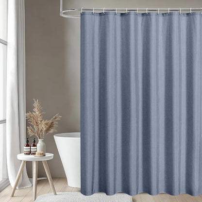 Long Fabric Shower Curtain,No Liner Needed,72x78,Blue Gray | 2-in-1 Design,Linen Textured,100% Waterproof TPU-Laminated Backing,Magnetic Weighted,Machine Washable,For Bathroom,Hotel