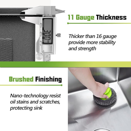 33x19 Inch Drop-in Kitchen Sink, Stainless Steel, Single Bowl | Modern Topmount Kitchen Sink Combo, Include SS Grid,Silicon Mat,Drain Strainer Set, Compatibility With Various Kitchen Style