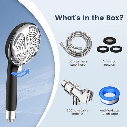 FEELSO Filtered Shower Head with Handheld, High Pressure 7-Spray Showerhead | Shower Filter Head for Hard Water, Remove Chlorine, Reduce Dry Itchy Skin, Anti-clog Nozzles, Power Wash to Clean Tub&Pet