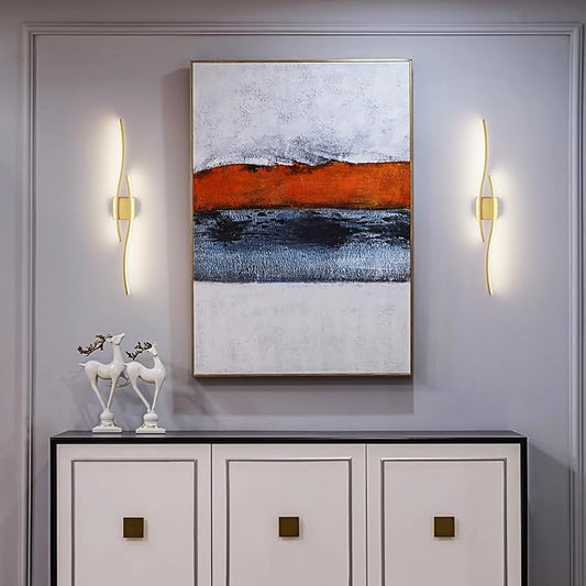 Modern Wall Sconces, Gold Wall Light Fixtures for Bedroom,3000K-6000K LED Wall Light for Living Room, Hallway, Bedroom