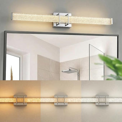 URSOLA 36" Modern LED Bathroom Light Fixtures, Chrome 3CCT Dimmable Bathroom Vanity Light Over Mirror, Bathroom Vanity Bath Bar Lights with Crystal Acrylic Shade