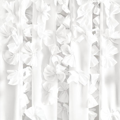Lush Decor Riley Light Filtering Window Curtain Panel, Single 54" W x 95" L, White - Cute White Curtains for Bedroom - Bow Decor - Coquette Curtains for Windows