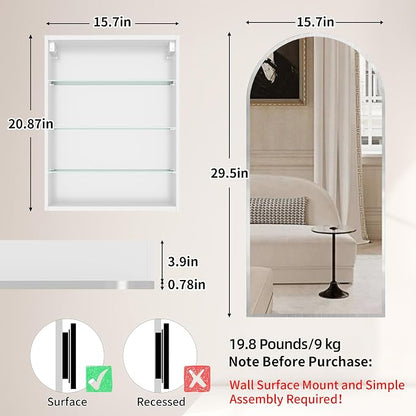 FKWin Bathroom Medicine Cabinet with Mirror, Wall-Mounted, 16x30 Inch | Medicine Cabinet Mirror, Small Apartment Bathrooms, Space-Saving Storage, Easy Organization , Elegant Bathroom Upgrade
