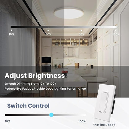 NIORSUN 7 Inch LED Ceiling Lights,5CCT Lighting Options Dimmable Flush Mount Ceiling Light,15W Bathroom Ceiling Lights,Flat Ceiling Light,Low Profile Light Fixture for Hallway Bedroom,2 Pack White