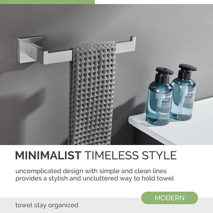 Angle Simple Hand Towel Holder Brushed Nickel, Bathroom Towel Bar 10.24" | Sturdy SUS304 Stainless Steel, Square Hanger with Open Arm, Space Saving Home Decor, Screws Mounted