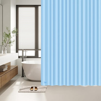 EHZNZIE Shower Curtain Liner Light Weight PEVA, Shower Liner 72x72 Inches, Waterproof, No Chemical Smell with 12 Rust Proof Metal Grommets for Bathroom Shower Curtain, Light Blue