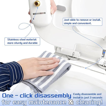 Bidet Attachment for Toilet Non-Electric Ultra-Thin Design,Self-Cleaning Dual Nozzles,Rear & Feminine Hygiene Wash,Adjustable Water Pressure,Cold Water Only, White(0.23 in)