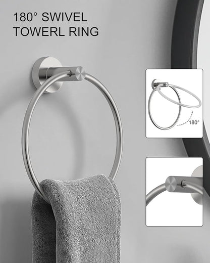 Wall-Mount Towel Bar Bathroom Hardware Accessory Set 12-Piece | Brushed Nickel,Stainless Steel,Wall Mount,Bathroom Hardware Set,Simple DIY installation,Stain-resistant and easy to maintain