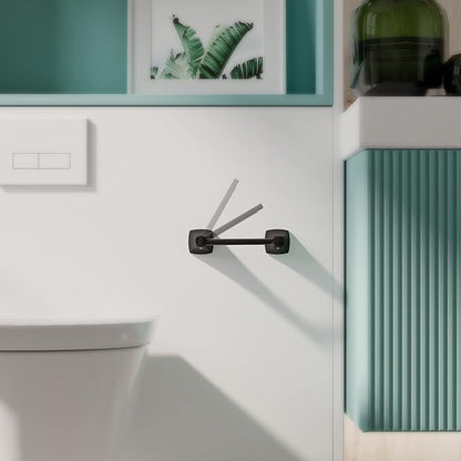 Bathroom Hardware Set 2 Pieces Toilet Paper Holder and Towel Ring Wall Mounted Stainless Steel and Zinc Alloy Matte Black