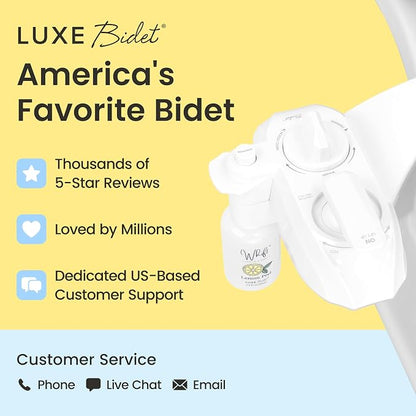 LUXE Bidet WHIFT 320 - Warm Water Deodorizing Bidet Attachment, White | Non-Electric, Built-In Deodorizing Spray, Warm Water, Lemon Refill Included, Easy Slide-In Install, Rear & Feminine Wash