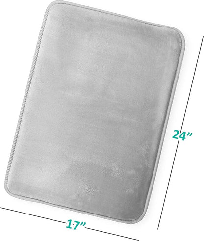 Clara Clark Bathroom Rugs, Velvet Memory Foam Bath Mat, Non-Slip, Machine Washable Bath Rugs - Dries Quickly, Ultra Soft Plush Bath Mats for Bathroom, 17 x 24, Silver