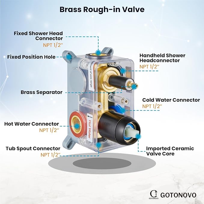 gotonovo Bathtub Shower Faucet Set, 8 Inch Shower Head, Oil Rubbed Bronze | Wall Mounted Shower System with Tub Spout for Bathroom, Square High Pressure Rain Shower head with Handheld Spray, All Metal