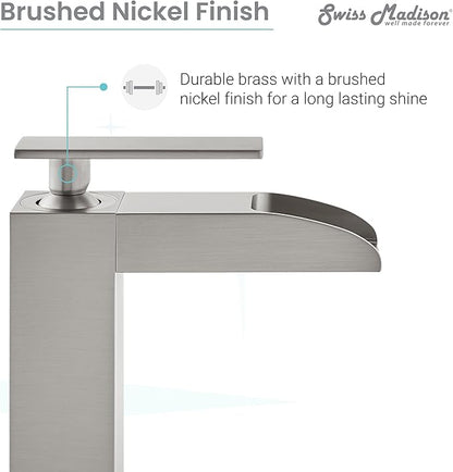 Concorde Single Hole, Single-Handle, Waterfall Bathroom Faucet in Brushed Nickel
