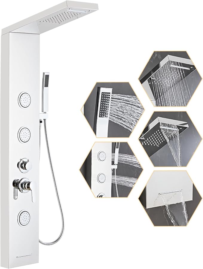 Shower Panel Tower System,Rain Shower Head Rainfall silver