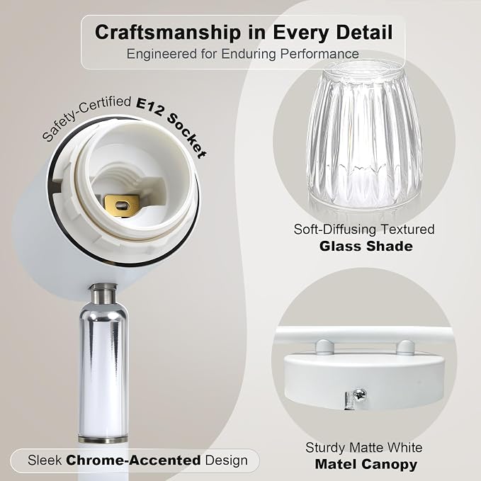 HiBay 6-Light Track Lighting, Flexible Modern Ceiling Light Fixture White | with Glass Shades, Flush Mount Ceiling Wall Track Spot Lights Indoor for Kitchen, Living Room, Bedroom, E12 Base, No Bulbs