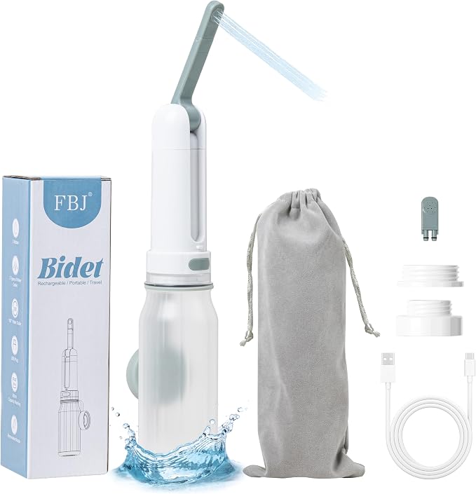 FBJ Portable Bidet,Rechargeable Bidet for Travel,Electric Peri Bottle High Pressure Handheld Sprayer with 3 Spray Modes,IPX7 Waterproof Travel Bidet for Women,Men,Postpartum,Personal Hygiene