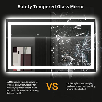 LOAAO 48"X28" LED Bathroom Mirror with Lights, UL Listed | Anti-Fog, Dimmable, 3 Color Temperature, Backlit + Front Lit, Memory Function, Tempered Glass