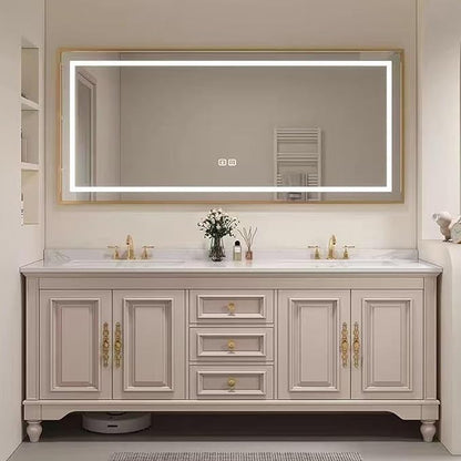 American Minimalist Bathroom Vanity with Sink Mirror 36-92IN, Premium Solid Wood Vanity with LED Lighting& Defogging