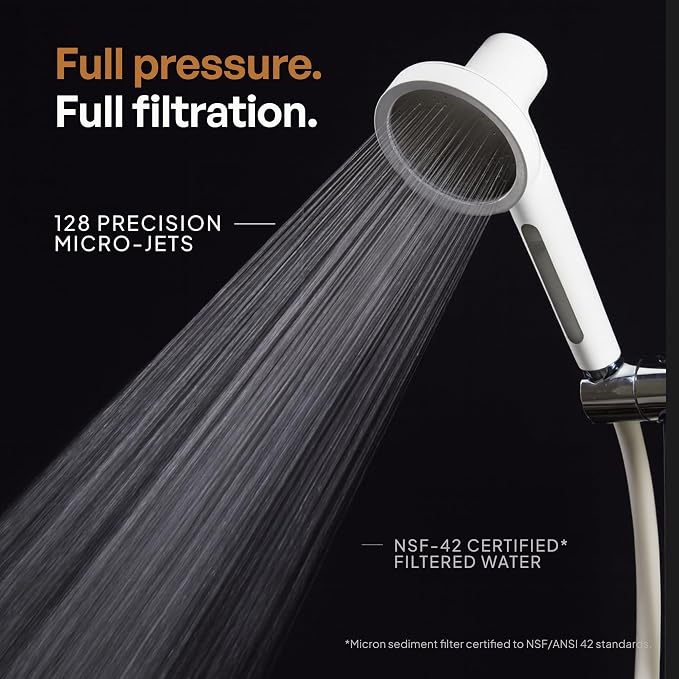 SecondShower Filtered Shower Head with Handheld for Hard Water - NSF Certified 99.9% Chlorine Removal, High Pressure, Korean Vitamin C Filter for Soft Skin & Hair (Blossom Pink)