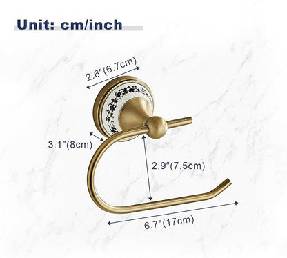 Toilet Paper Holder, Bathroom & Kitchen Toilet Tissue Roll Holder | Zinc Alloy Antique Brass Open-Arm Screw-In Wall-Mounted Towel Holder, Bathroom Hardware Accessory YIGUANXIN